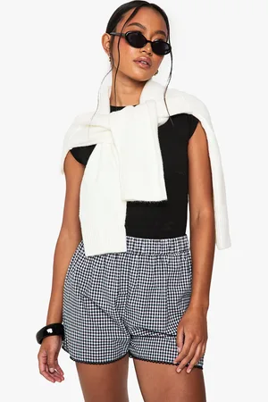 Boohoo Broderie Trim Gingham Flippy Shorts - - 6