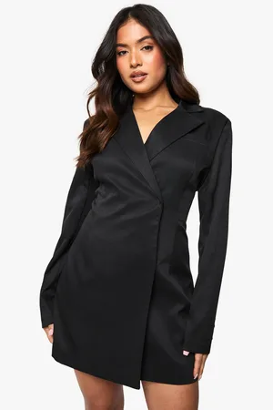 Boohoo Petite Structured Oversized Wrap Over Blazer Dress - - 8