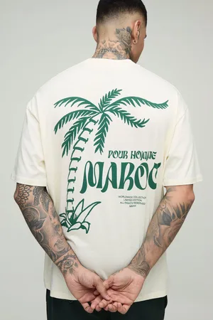 Boohoo Tall Oversized Pour Homme Maroc Palm Printed T-Shirt - - 2XL