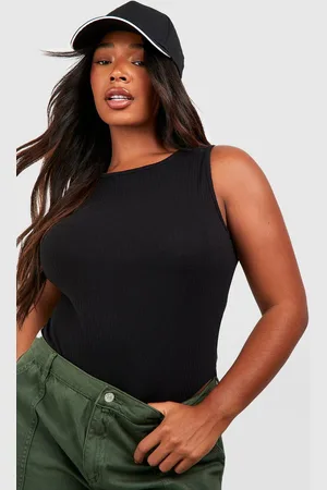 Boohoo Plus Racer Rib Bodysuit - - 16