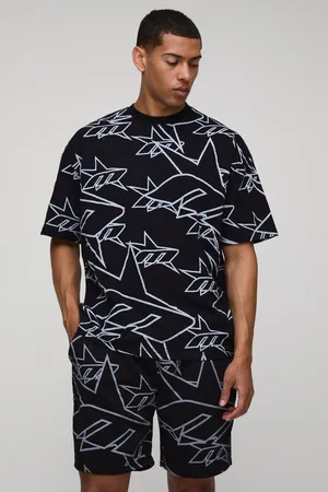 Boohoo Oversized All Over Print M Star T-Shirt & Short Set - - S