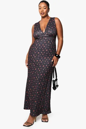 Boohoo Plus Printed Treebark Fit And Flare Midaxi Dress - - 16
