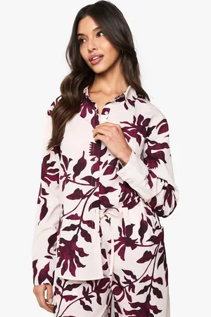 Boohoo Basic Woven Large Floral Long Sleeve Shirt - - 6