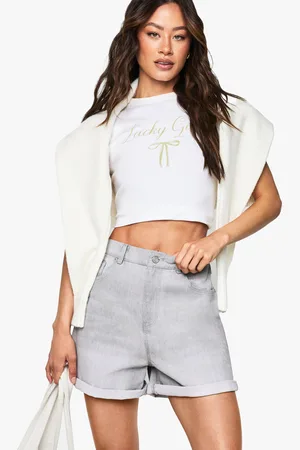 Boohoo Tall Denim Mom Short - - 12