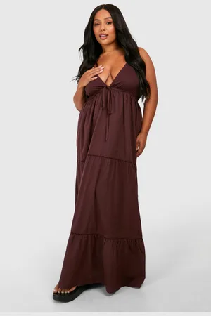 Boohoo Plus Cotton Crochet Trim Maxi Dress - - 16