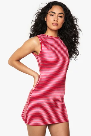 Boohoo Stripe Sleeveless A-Line Mini Dress - - 8