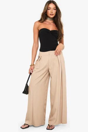 Boohoo Woven Pinstripe Extreme Wide Leg Trousers - - 6