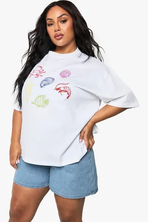 Boohoo Plus Sea Creature Oversized T-Shirt - - 16