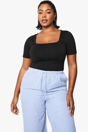 Boohoo Plus Cotton Square Neck Bodysuit - - 16