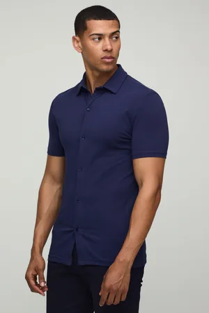Boohoo Stretch Muscle Fit Jersey Short Sleeve Shirt - - S