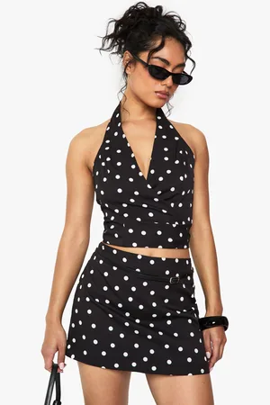 Boohoo Woven Polka Dot Mini Skirt - - 6