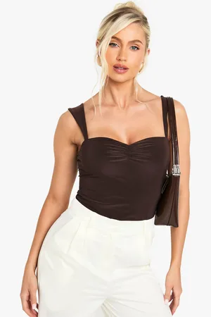 Boohoo Double Layer Slinky Sweetheart Neckline Top - - 6