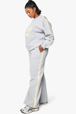 Boohoo Plus Side Stripe Wide Leg Joggers - - 16