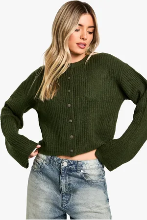 Boohoo Crew Neck Soft Knit Micro Cardigan - - M