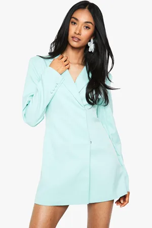 Boohoo Structured Oversized Wrap Over Blazer Dress - - 8