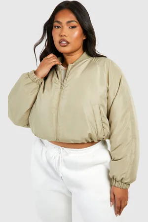 Boohoo Plus Cropped Elasticated Hem Bomber - - 18