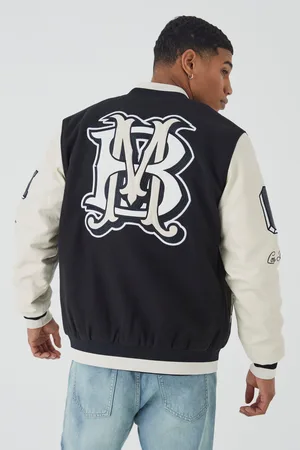 Boxy Pu And Melton Collared Varsity Jacket