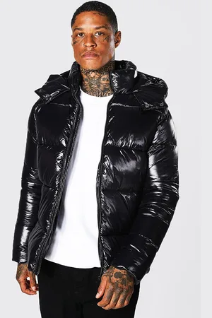 Boohoo Mens High Shine Puffer Jacket in