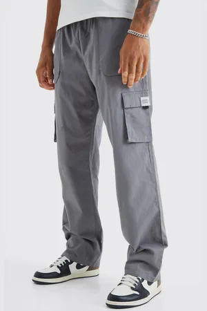 Boohoo Mens Tall Elastic Waist Relaxed Fit Buckle Cargo Jogger
