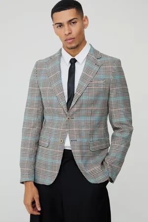 Boohoo Mens Slim Single Breasted Check Suit Jacket