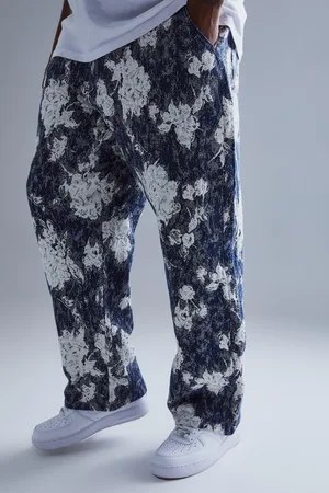Boohoo Mens Plus Relaxed Fit Tapestry Trouser