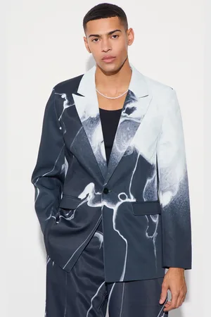 Boohoo Mens Relaxed Fit Marble Print Blazer