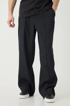 Boohoo Mens Tall Elasticated Waist Wide Leg Pleated Pintuck Seam Trouser