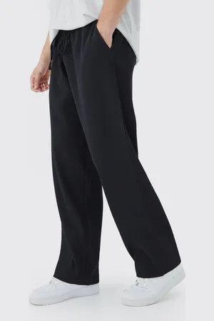 Boohoo Mens Tall Elastic Waist Relaxed Fit Cropped Pleated Trouser