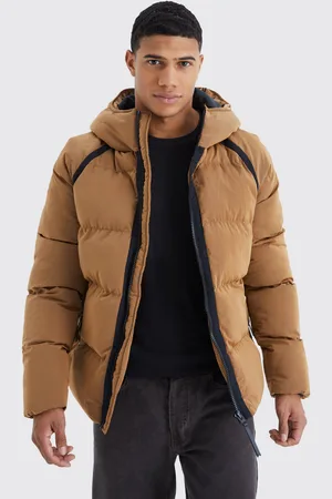 Boohoo Mens Crinkle Hooded Puffer