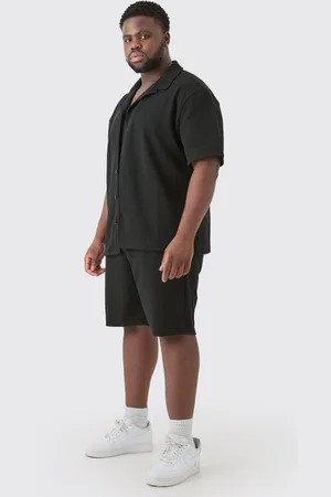 Boohoo Mens Plus Short Sleeve Drop Revere Shirt & Short Set In