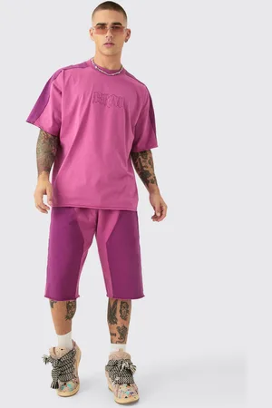 Boohoo Mens Oversized Applique T-Shirt And Jort Set