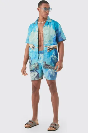 Boohoo Mens Oversized Renaissance Shirt & Swim Short Set