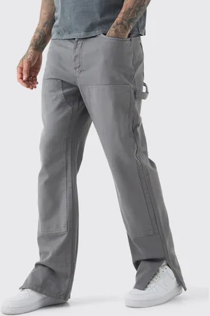 Boohoo Mens Tall Relaxed Overdye Carpenter Split Hem Trouser In