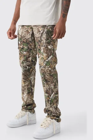 Boohoo Mens Tall Forest Camo Slim Stacked Multi Cargo Trouser