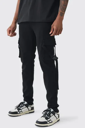Boohoo Mens Tall Skinny Overdyed Strap Detail Cargo Trouser In