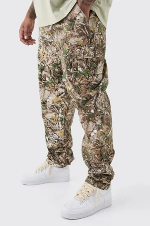 Boohoo Mens Plus Forest Camo Slim Stacked Multi Cargo Trouser