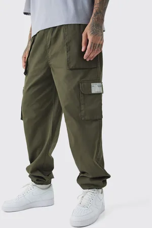 Boohoo Mens Tall Cuffed Hem Woven Tab Cargo Trousers In