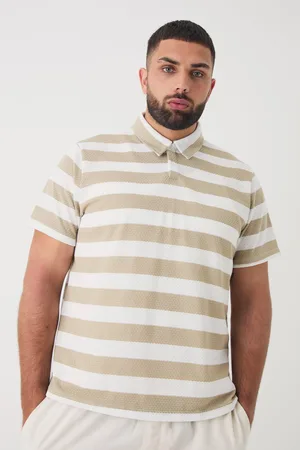 Boohoo Mens Plus Textured Stripe Polo