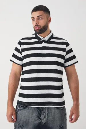 Boohoo Mens Plus Textured Stripe Polo