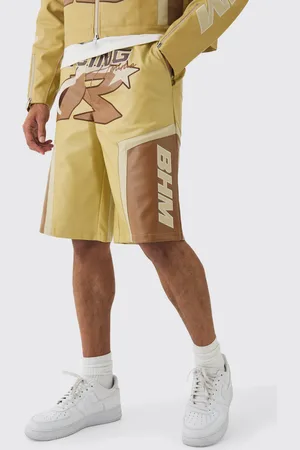 Boohoo Mens Elasticated Waist Pu Moto Jorts In