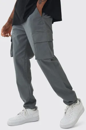 Boohoo Mens Tall Slim Fit Elasticated Waist Cuffed Cargo Trousers