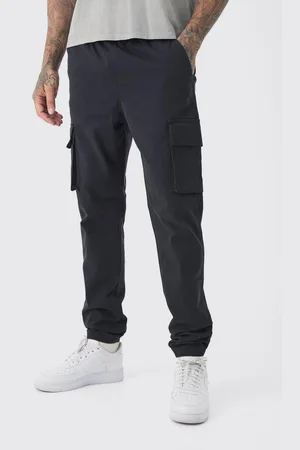 Boohoo Mens Tall Slim Fit Elasticated Waist Cuffed Cargo Trousers