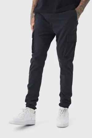 Boohoo Mens Tall Skinny Fit Elasticated Waist Cuffed Cargo Trousers