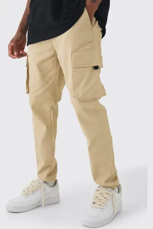Boohoo Mens Tall Skinny Fit Elasticated Waist Cuffed Cargo Trousers