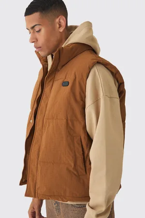 Boohoo Mens Man Tab Ripstop Funnel Neck Puffer Gilet In