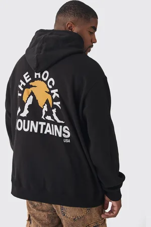 Boohoo Mens Plus Mountains Graphic Oversized Hoodie