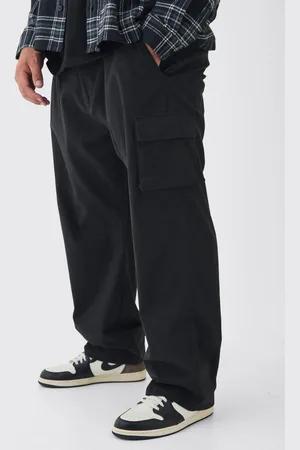 Boohoo Mens Plus Relaxed Fit Fixed Waist Cargo Trousers