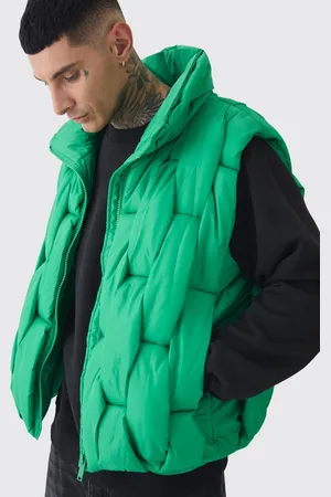 Boohoo Mens Tall Boxy Fit Hand Weft Padded Gilet In