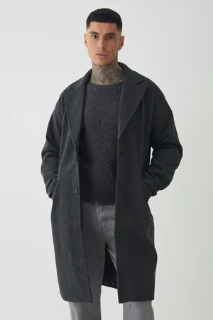 Boohoo Mens Tall Single Breasted Overcoat In