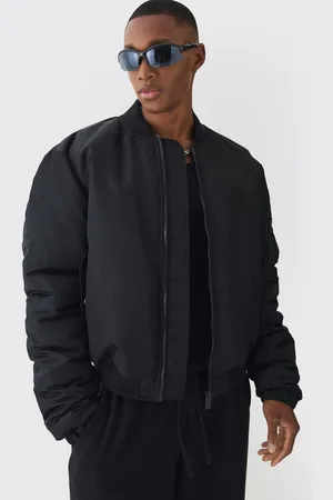 Boohoo Mens Padded Nylon Panelled Bomber Jacket In